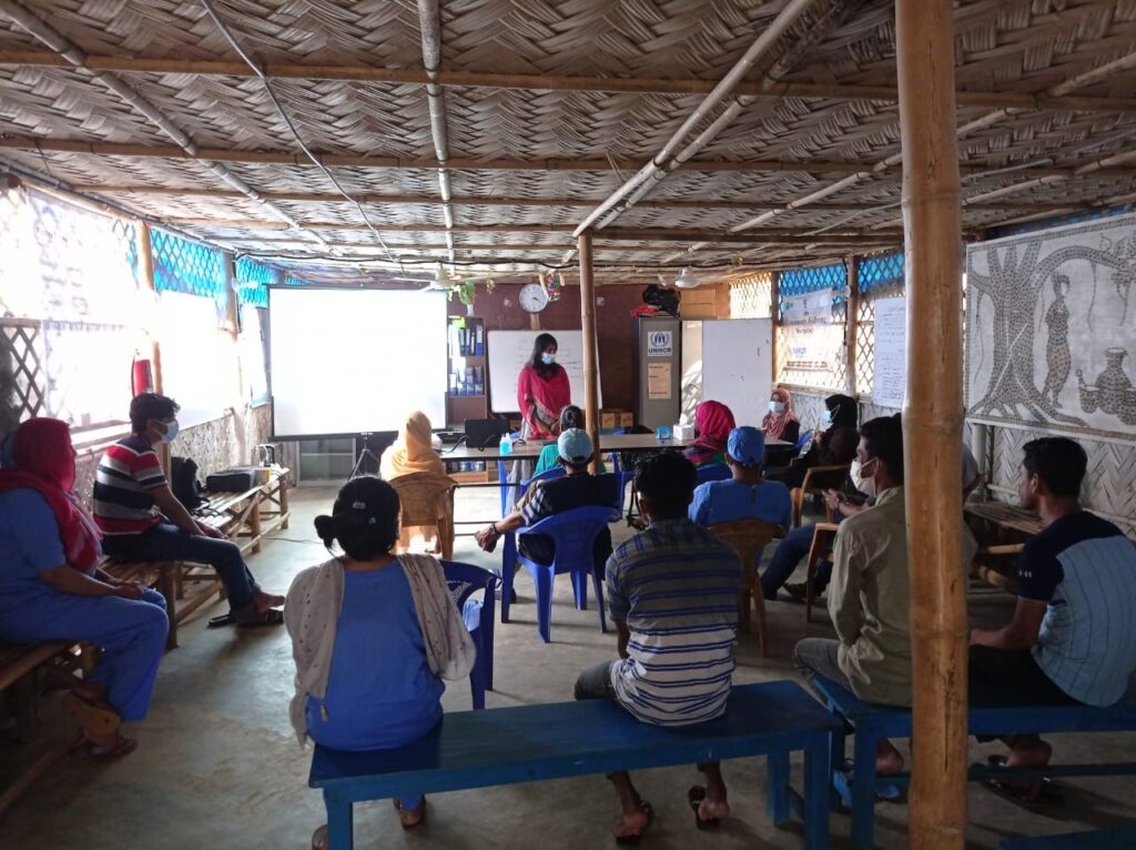 A group counseling session in Kutupalong, Bangladesh. 